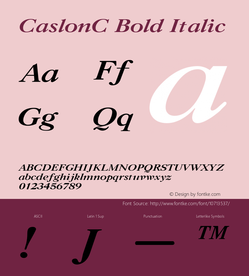 CaslonC Bold Italic 1.0 Wed Feb 14 23:38:08 1996图片样张