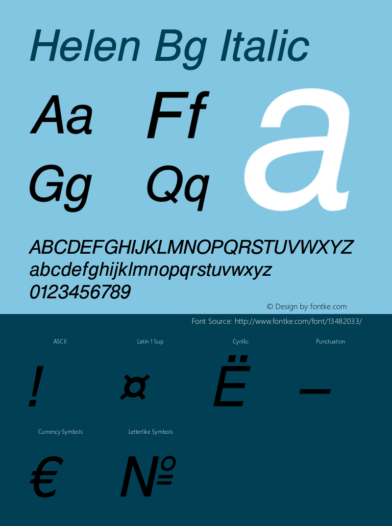 Helen Bg Italic Version 7.000 2007图片样张