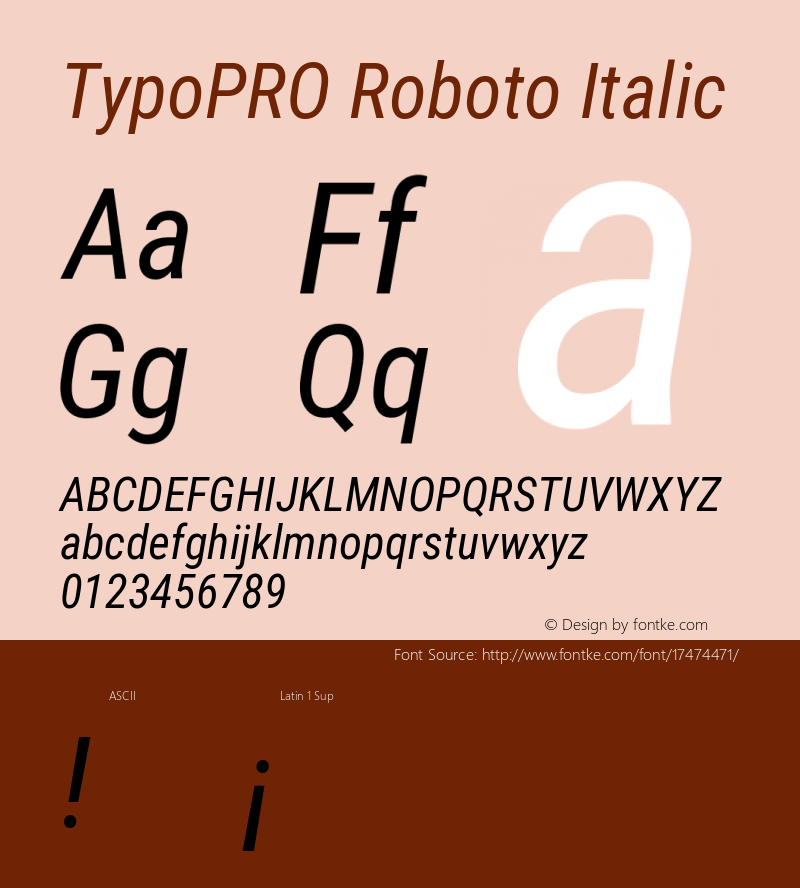 TypoPRO Roboto Italic Version 2.001047; 2015图片样张