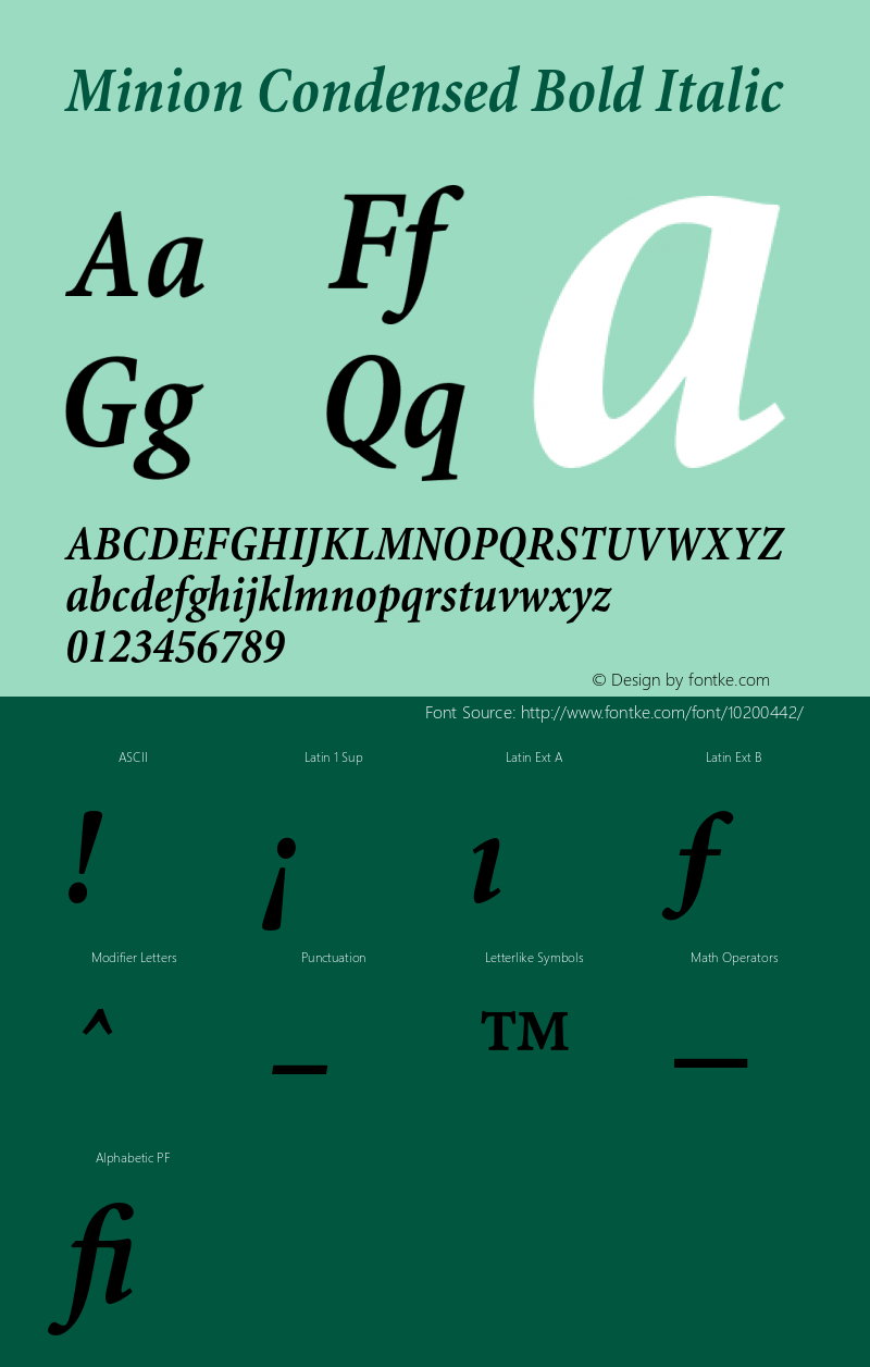 Minion Condensed Bold Italic 001.000图片样张