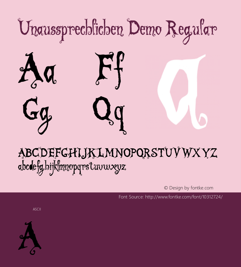 Unaussprechlichen Demo Regular Macromedia Fontographer 4.1.4 9/24/05图片样张