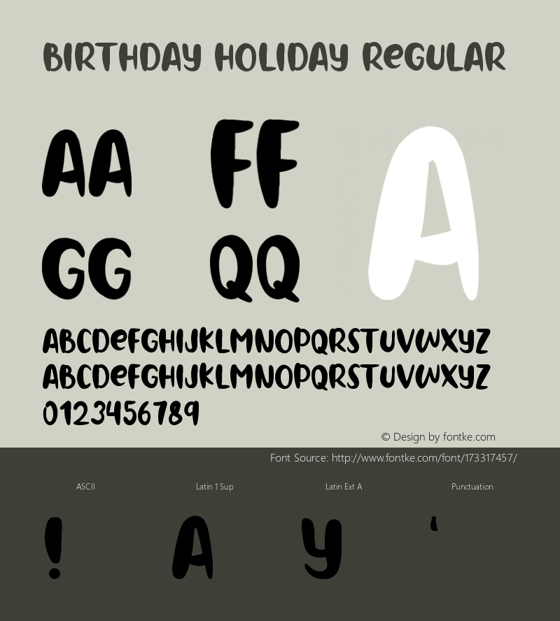 BIRTHDAY HOLIDAY Version 1.001;Fontself Maker 3.5.4图片样张