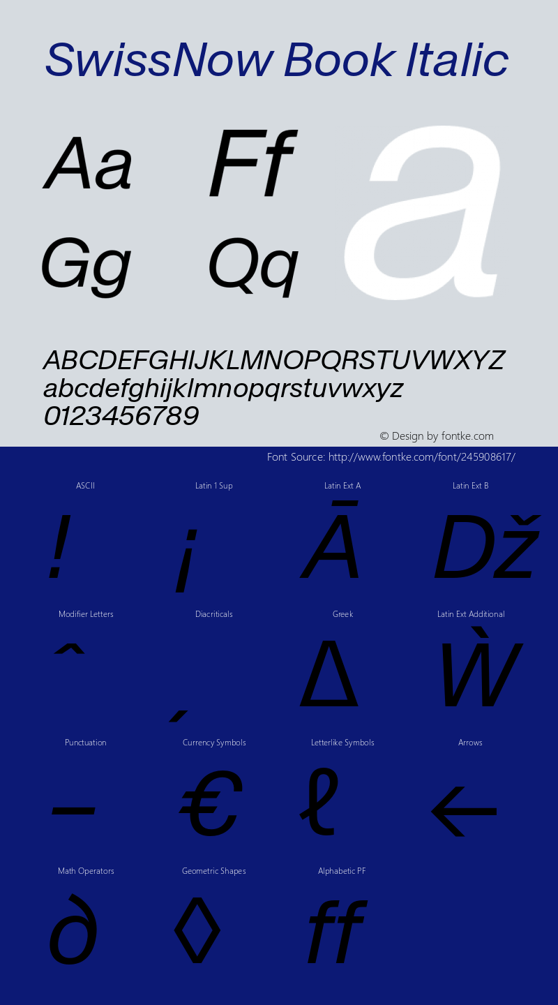 SwissNow-BookItalic Version 1.000图片样张