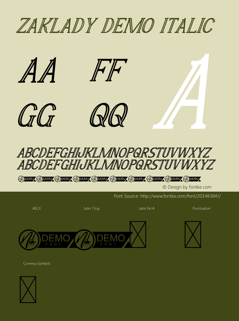 Zaklady Demo Italic Version 1.002;Fontself Maker 3.5.7图片样张