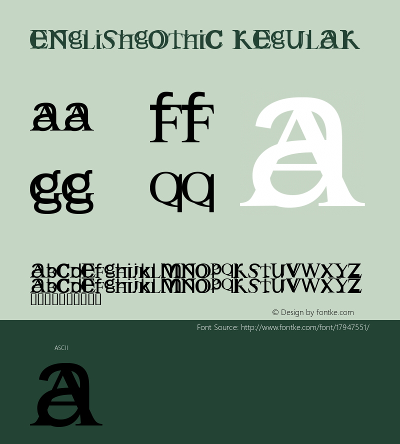 Englishgothic Regular Macromedia Fontographer 4.1.4 9/11/99图片样张