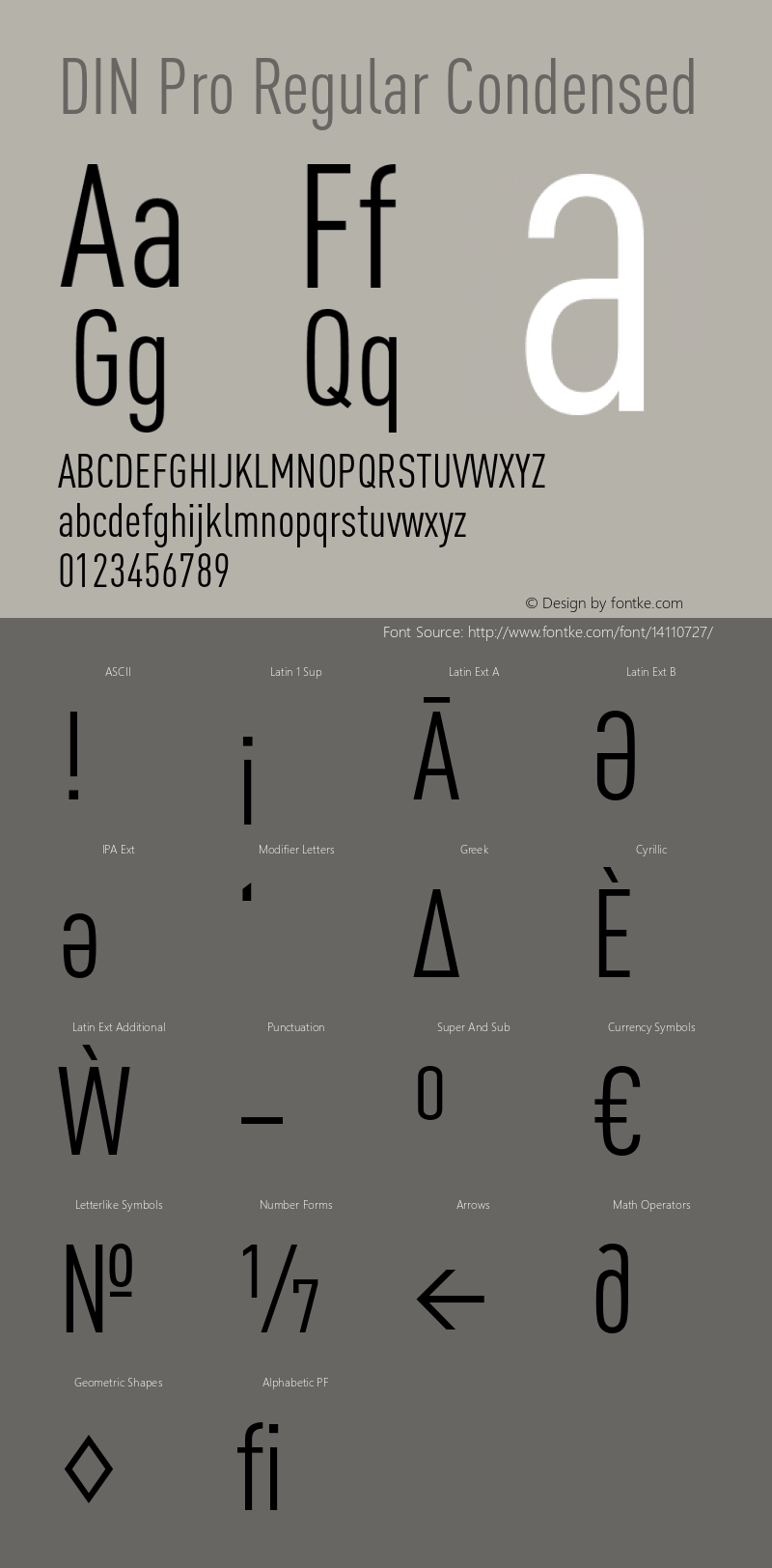 DIN Pro Regular Condensed Version 7.504; 2005; Build 1020图片样张