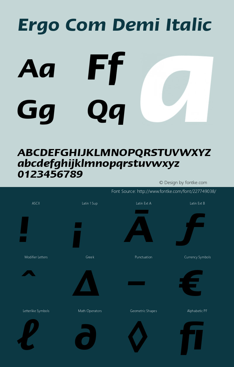 Linotype Ergo Com Demi Italic Version 2.01图片样张