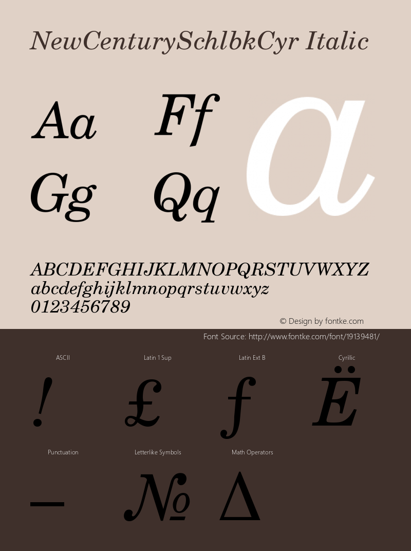 NewCenturySchlbkCyr-Italic Version 001.000图片样张