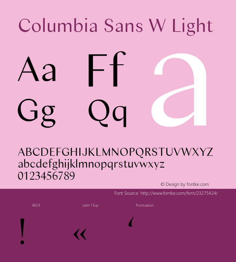 Columbia Sans W Light Version 1.001;PS 1.1;hotconv 1.0.88;makeotf.lib2.5.647800; ttfautohint (v1.3.34-f4db)图片样张