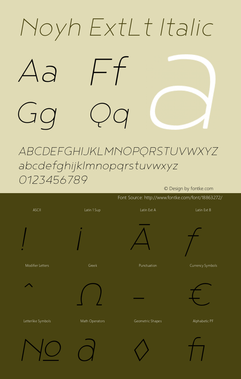 Noyh ExtLt Italic Version 1.000图片样张