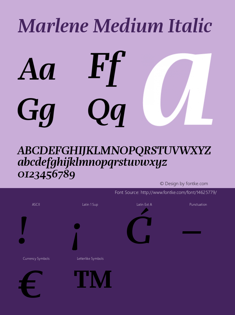 Marlene Medium Italic Version 1.0图片样张