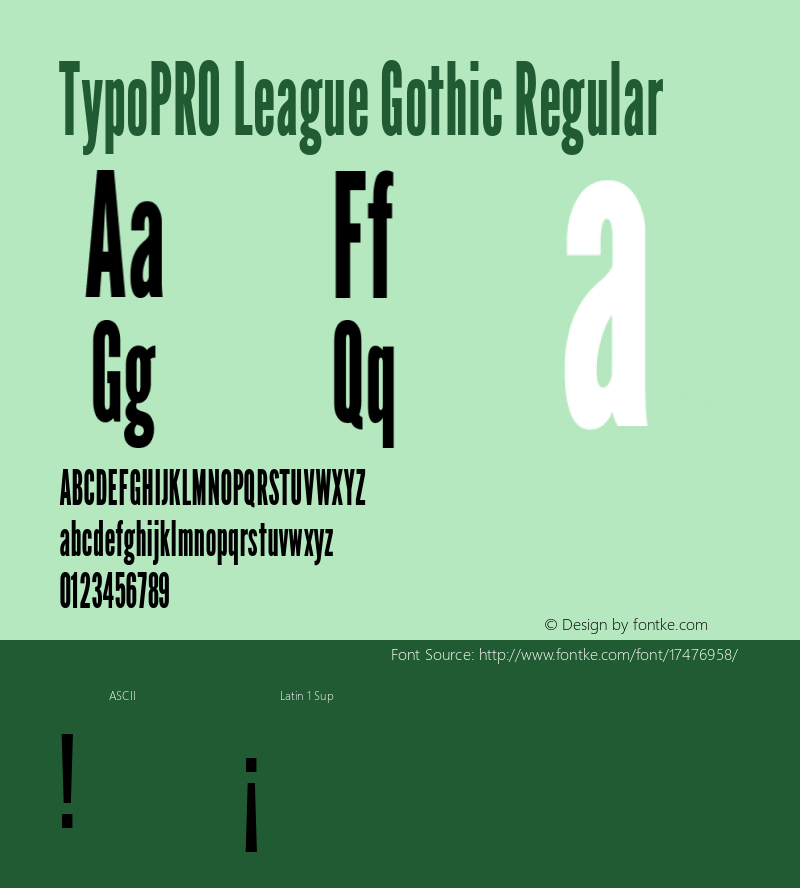 TypoPRO League Gothic Regular Version 1.001;PS 001.001;hotconv 1.0.56;makeotf.lib2.0.21325图片样张