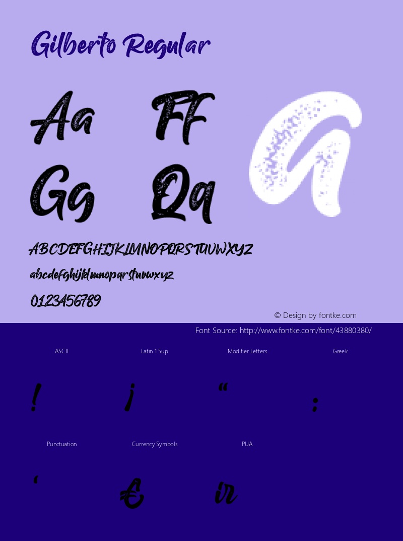 Gilberto Version 1.00;October 9, 2019;FontCreator 11.5.0.2422 64-bit图片样张