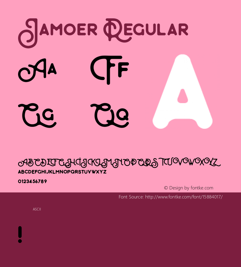 Jamoer Regular Version 1.000;PS 001.001;hotconv 1.0.56图片样张