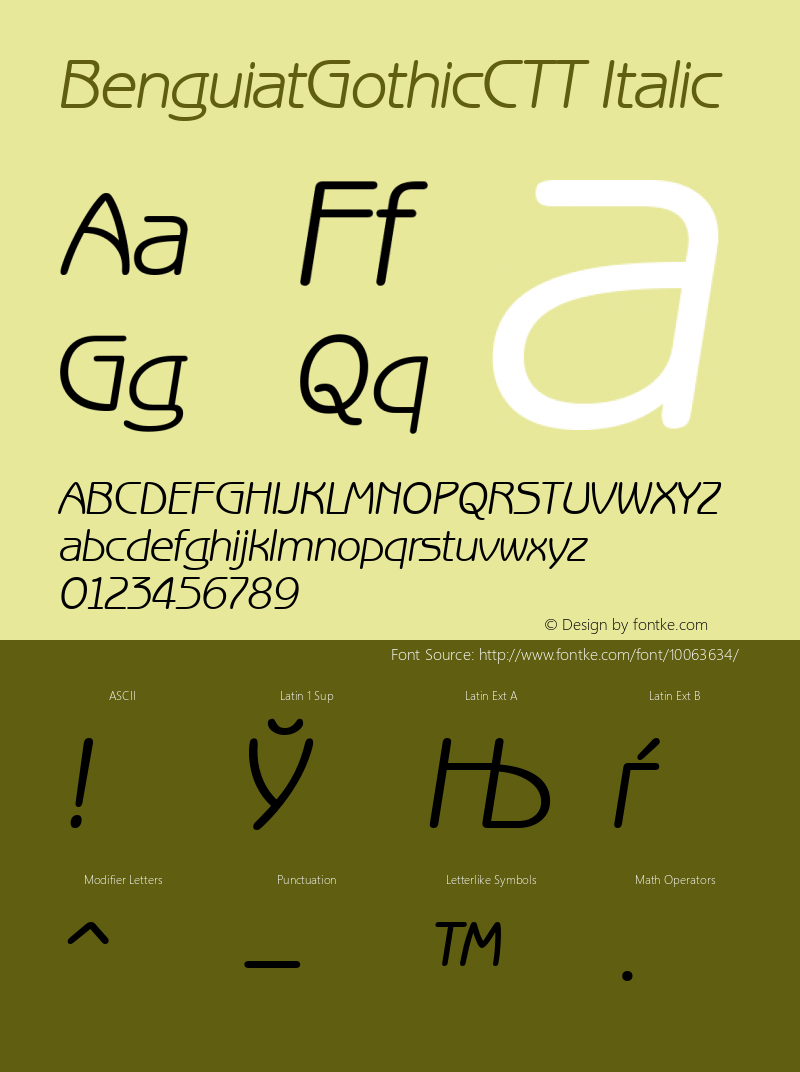 BenguiatGothicCTT Italic 1.100.000图片样张