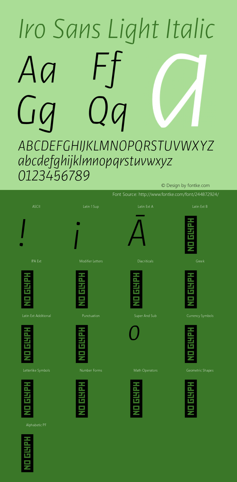 Iro Sans Light Italic Version 2.001;PS 002.001;hotconv 1.0.88;makeotf.lib2.5.64775图片样张