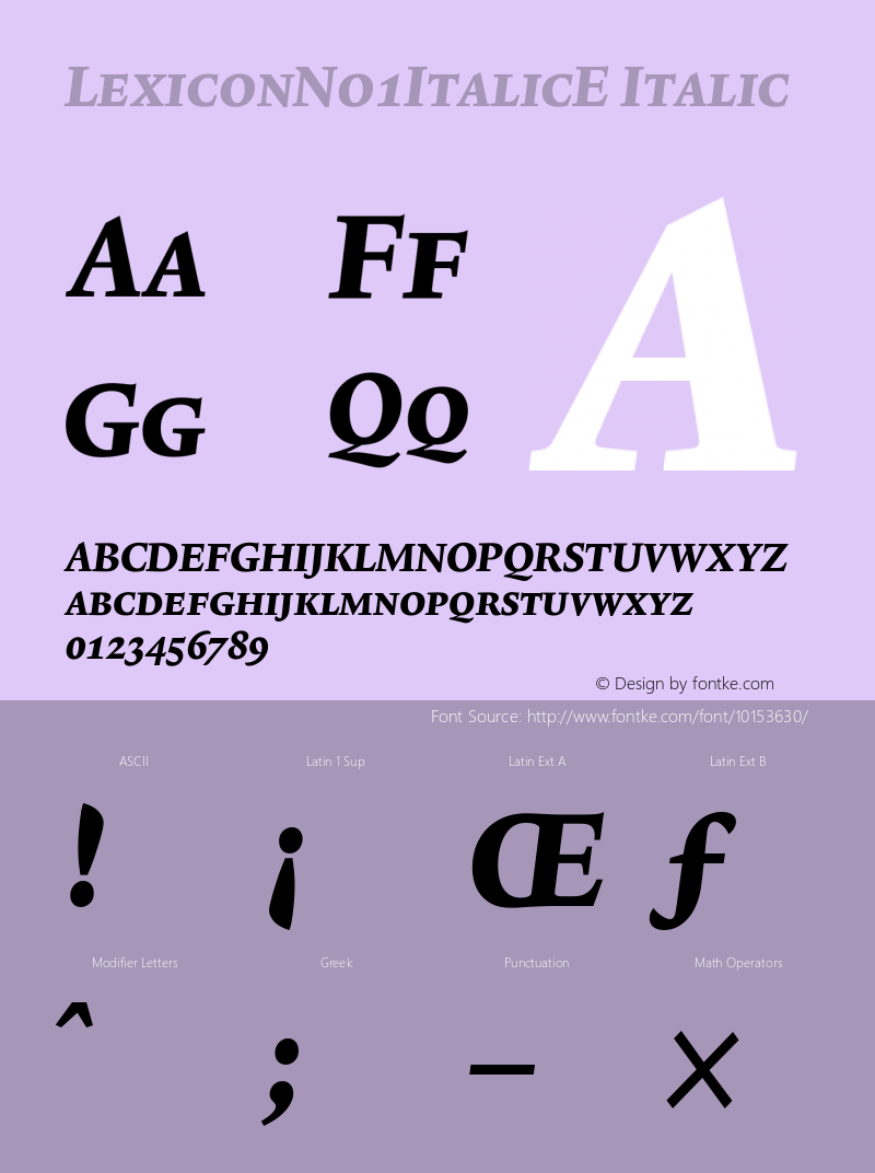 LexiconNo1ItalicE Italic Version 001.000图片样张