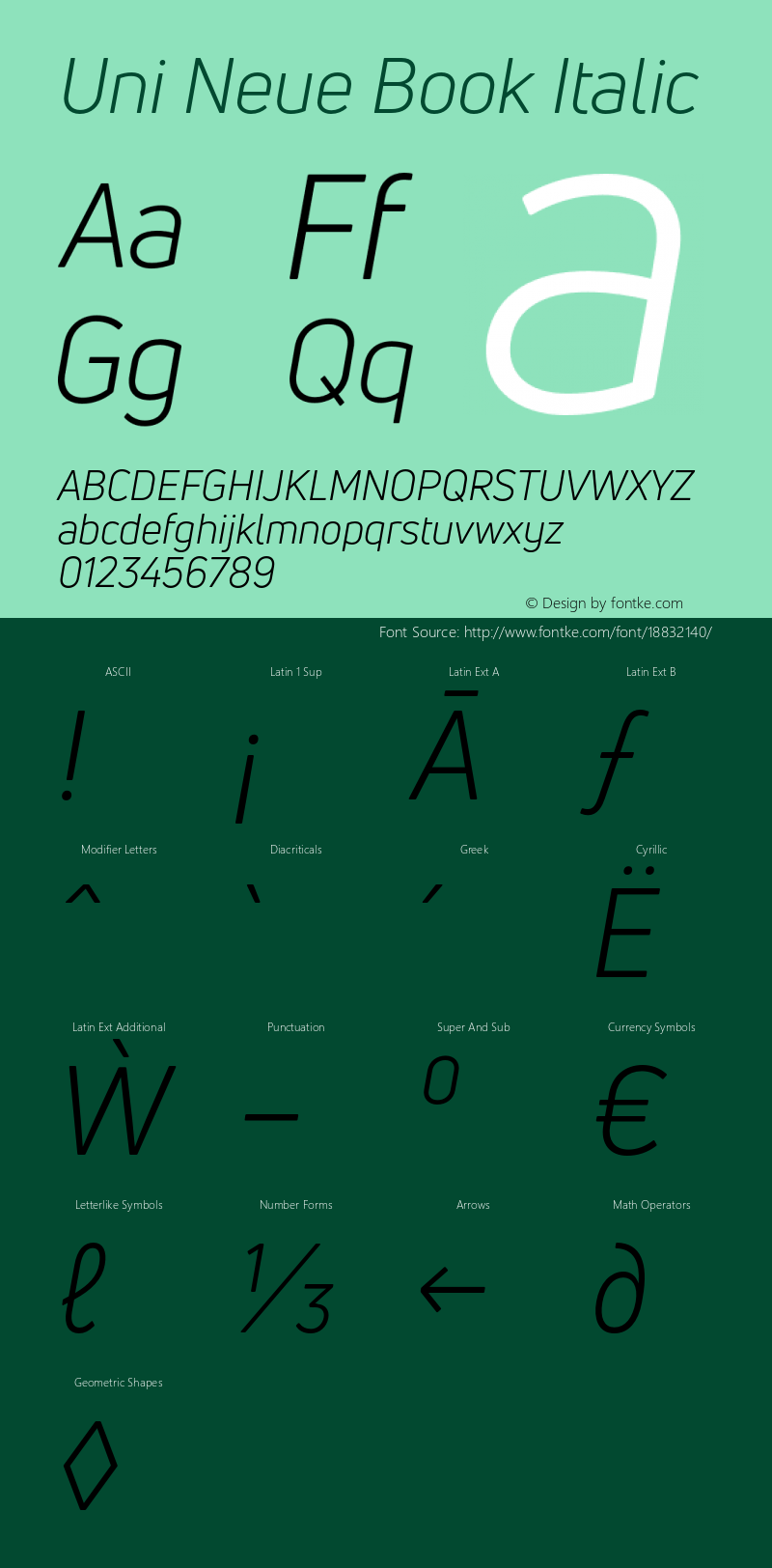 Uni Neue Book Italic Version 1.0图片样张