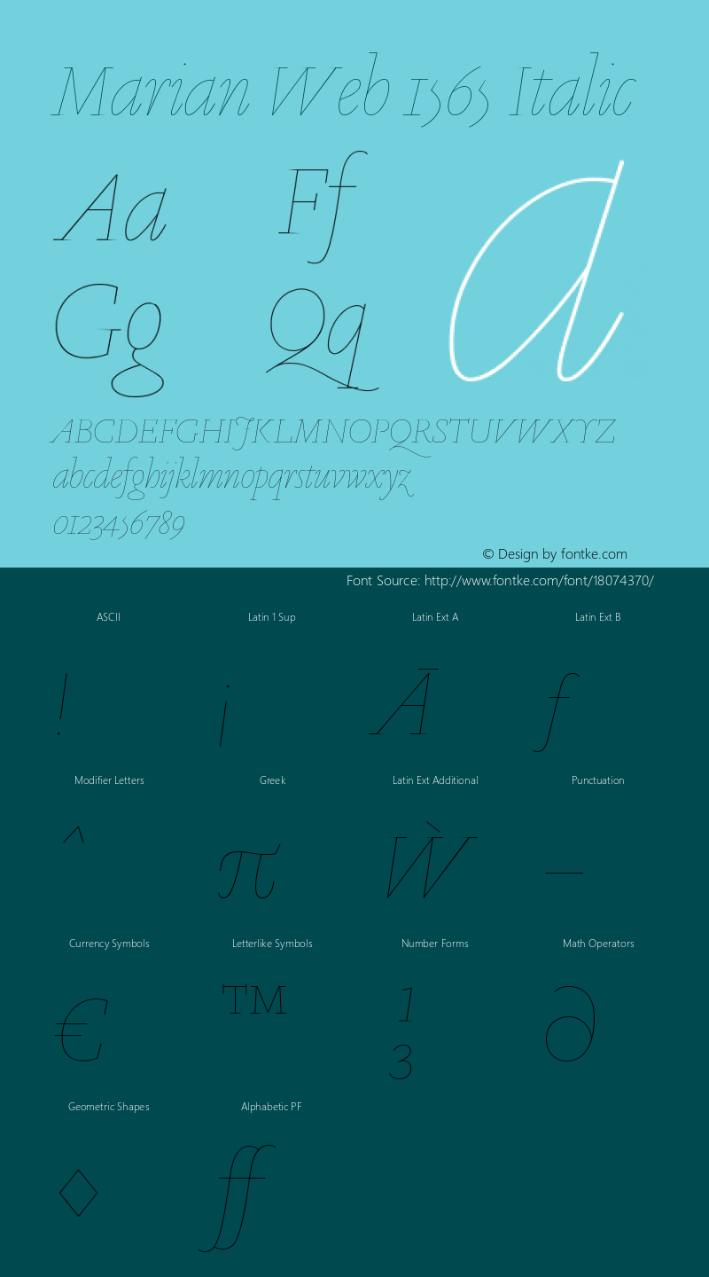 Marian Web 1565 Italic Version 1.1 2015图片样张