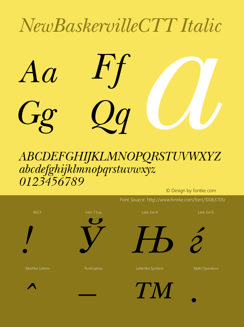 NewBaskervilleCTT Italic 1.000.000图片样张