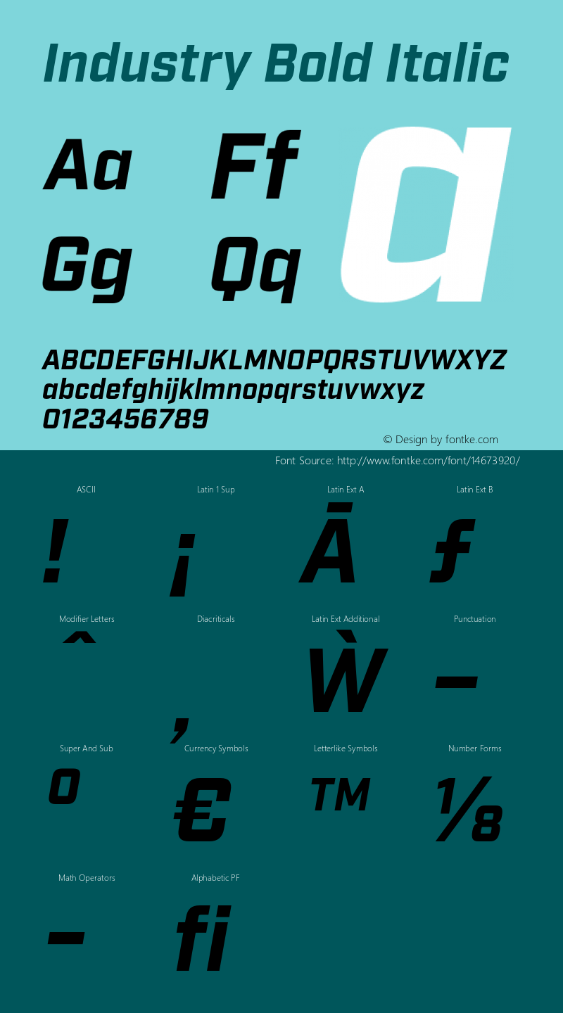 Industry Bold Italic Version 2.200;PS 002.200;hotconv 1.0.70;makeotf.lib2.5.58329图片样张