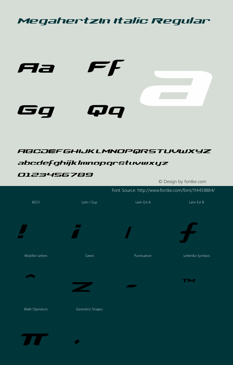 MegahertzIn Italic W05 Regular Version 4.10图片样张