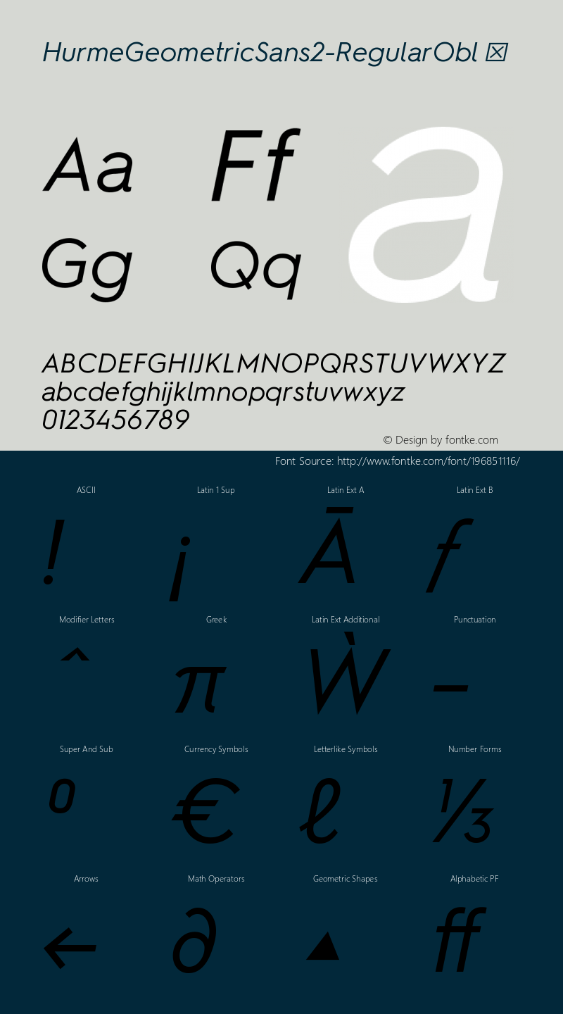 ☞HurmeGeometricSans2 RegularObl Version 2.001; ttfautohint (v1.5);com.myfonts.easy.hurme.geometric-sans-1-and-2.2-regular-obl.wfkit2.version.4z6S图片样张