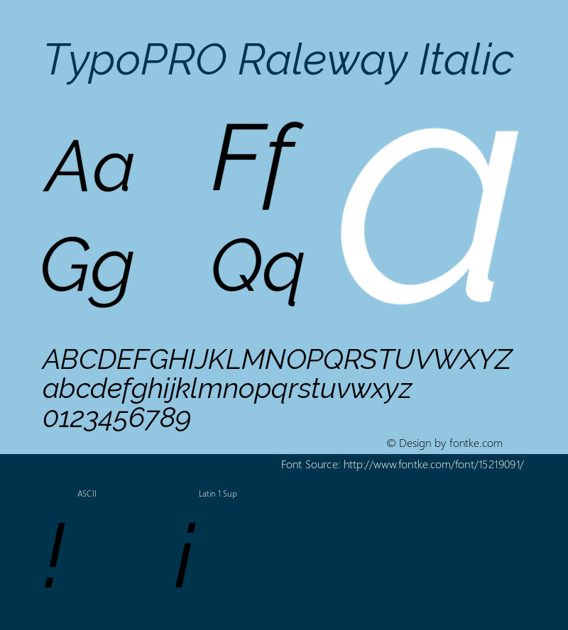 TypoPRO Raleway Italic Version 3.000; ttfautohint (v0.96) -l 8 -r 28 -G 28 -x 14 -w 