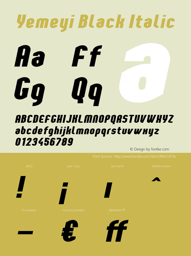 YemeyiBlackItalic Version 1.0; Jan 2021 by Audry Kitoko Makelele图片样张