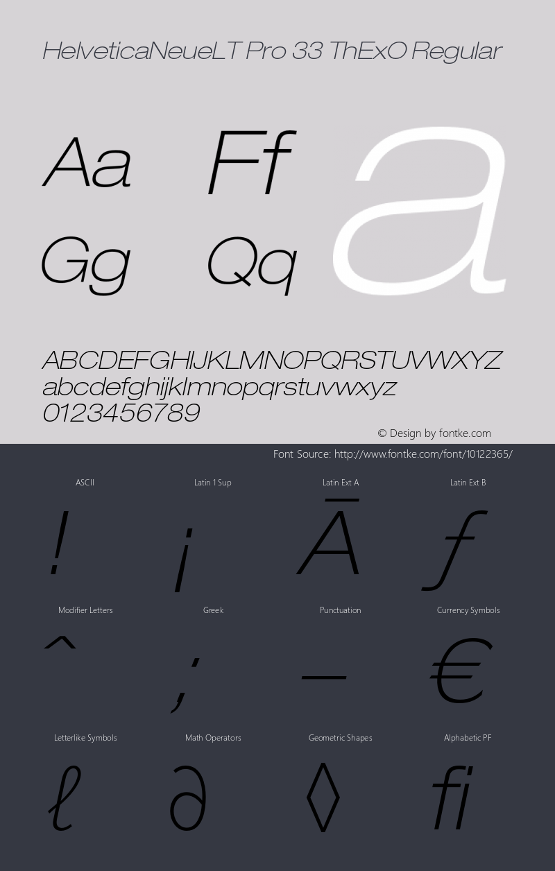 HelveticaNeueLT Pro 33 ThExO Regular Version 1.000;PS 001.000;Core 1.0.38图片样张