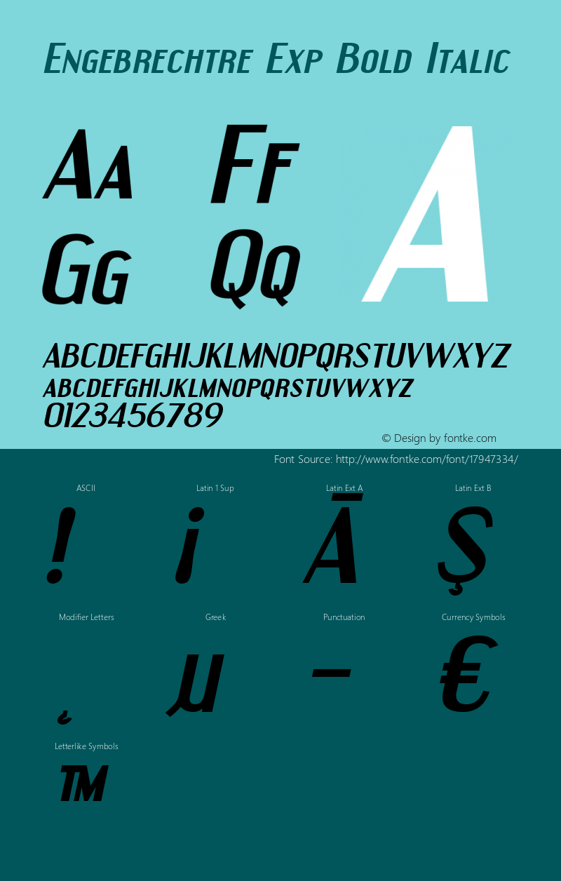 Engebrechtre Exp Bold Italic OTF 3.000;PS 001.001;Core 1.0.29图片样张