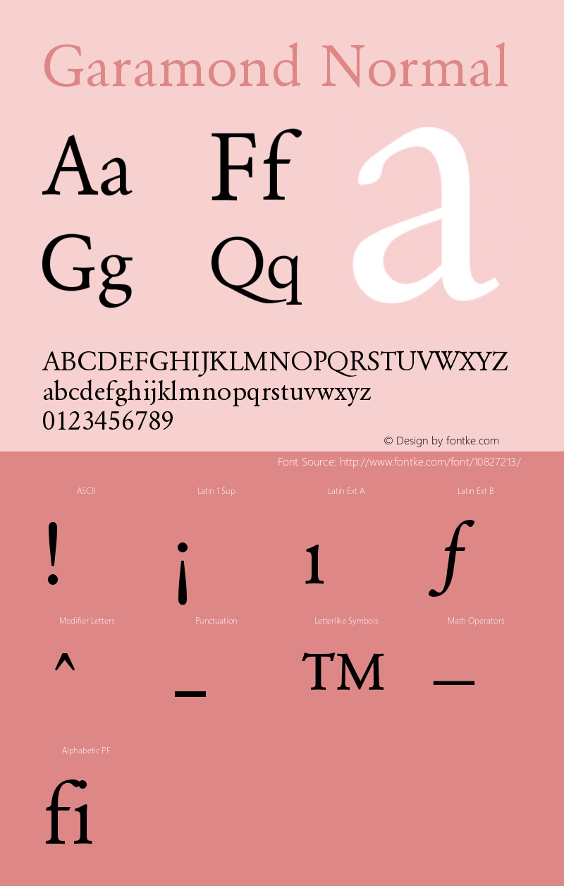 Garamond Normal Version 001.000图片样张