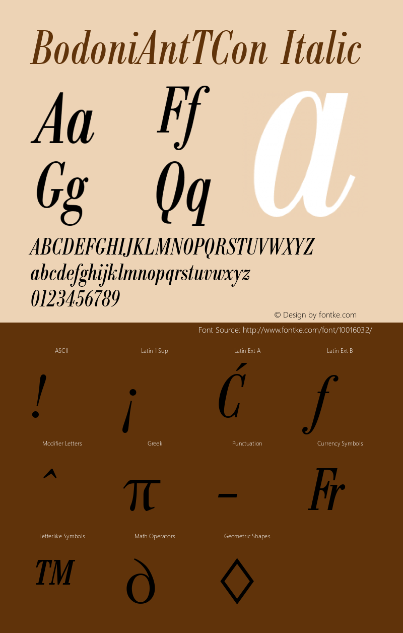 BodoniAntTCon Italic Version 001.005图片样张