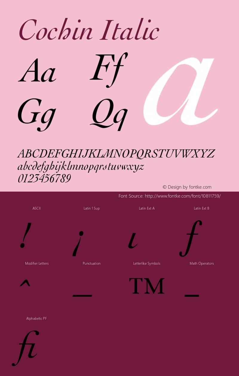 Cochin Italic Version 001.000图片样张