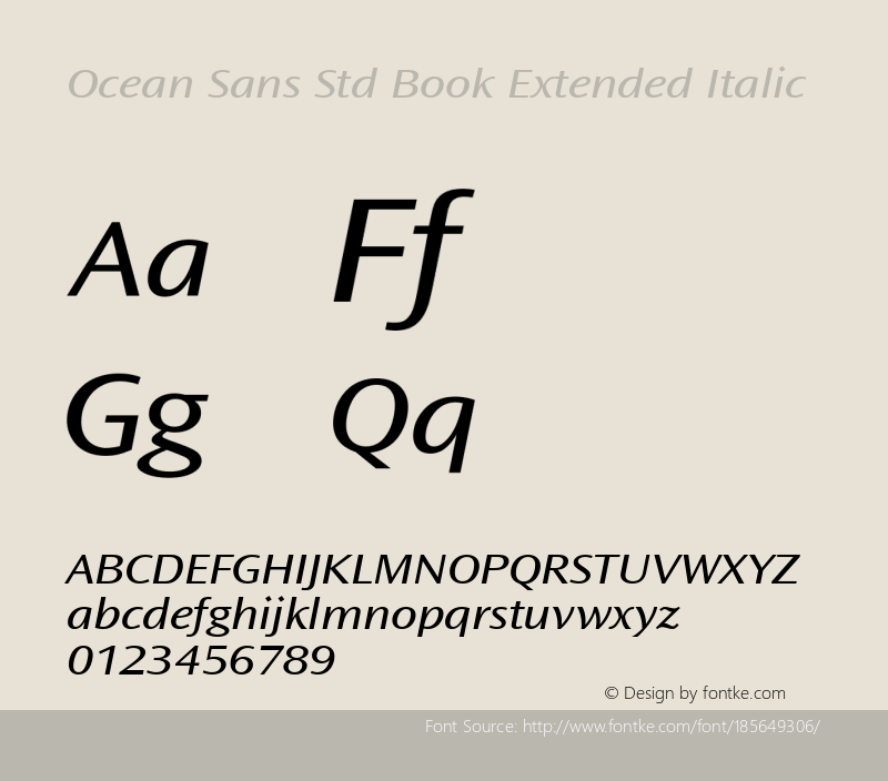 OceanSansStd-BookExtIta Version 2.020;PS 002.000;hotconv 1.0.50;makeotf.lib2.0.16970图片样张