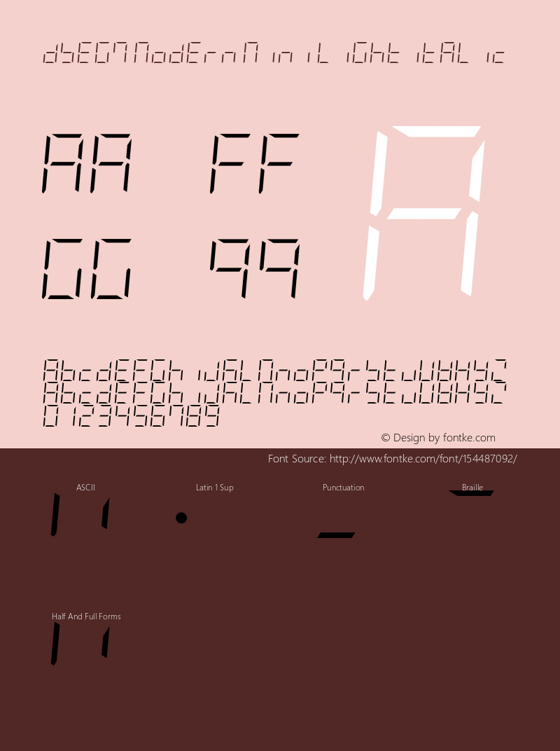 DSEG7 Modern Mini-Light Italic Version 0.46图片样张