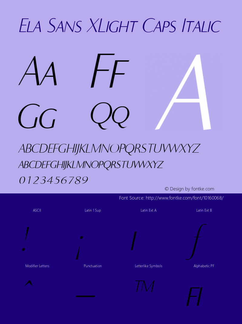 Ela Sans XLight Caps Italic PDF Extract图片样张