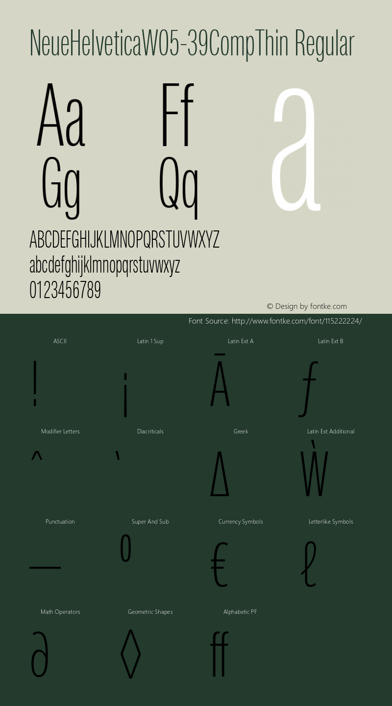 Neue Helvetica W05 39 Comp Thin Version 1.00图片样张