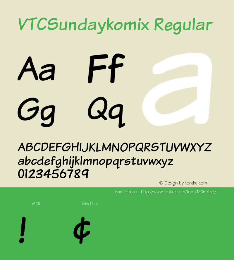 VTCSundaykomix Regular 1999; 1.0, initial release图片样张