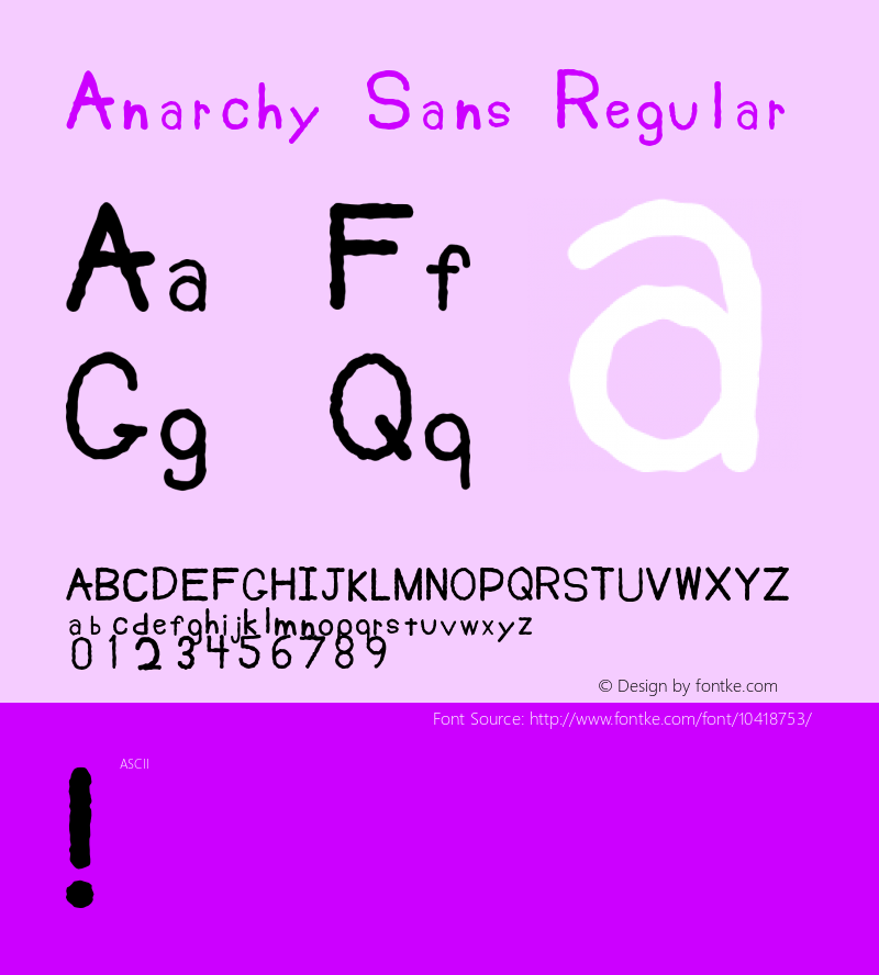 Anarchy Sans Regular Version 1.000;PS 001.001;hotconv 1.0.56图片样张