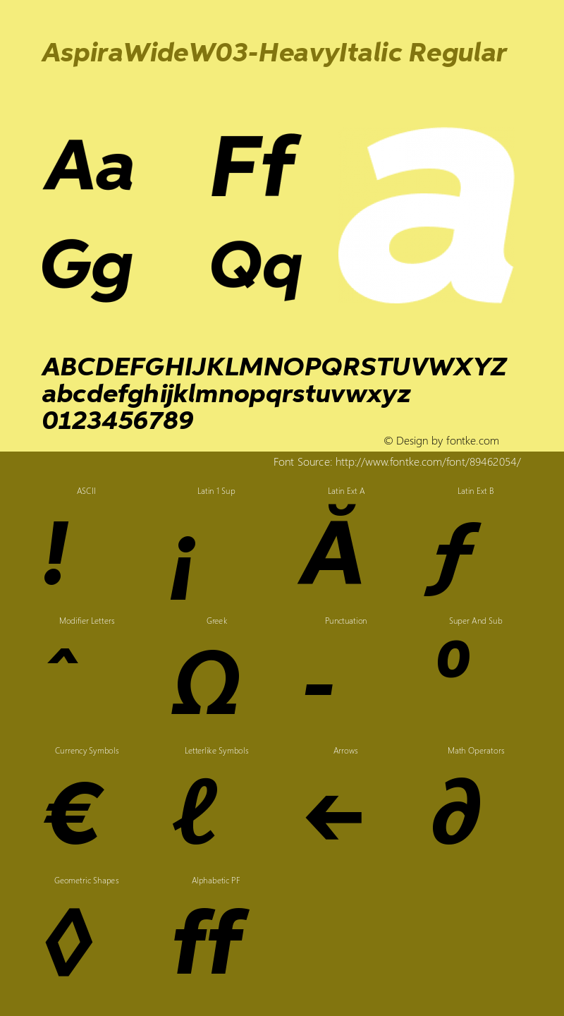 Aspira Wide W03 Heavy Italic Version 1.50图片样张