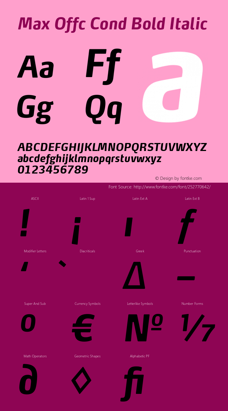 Max Offc Cond Bold Italic Version 7.504; 2014; Build 1021图片样张