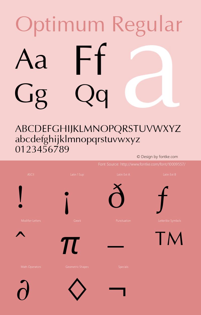 Optimum Regular Font Version 2.6; Converter Version 1.10图片样张