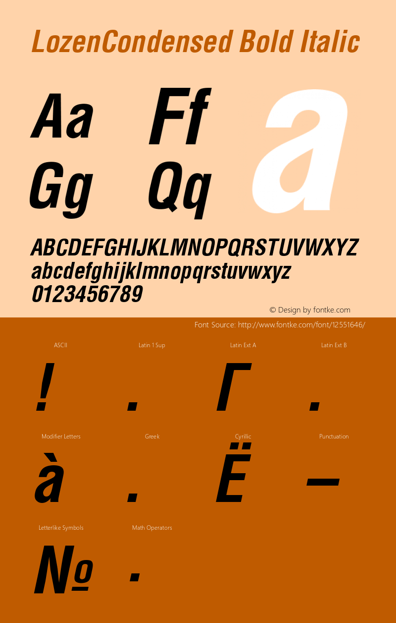 LozenCondensed Bold Italic Version 1.01图片样张