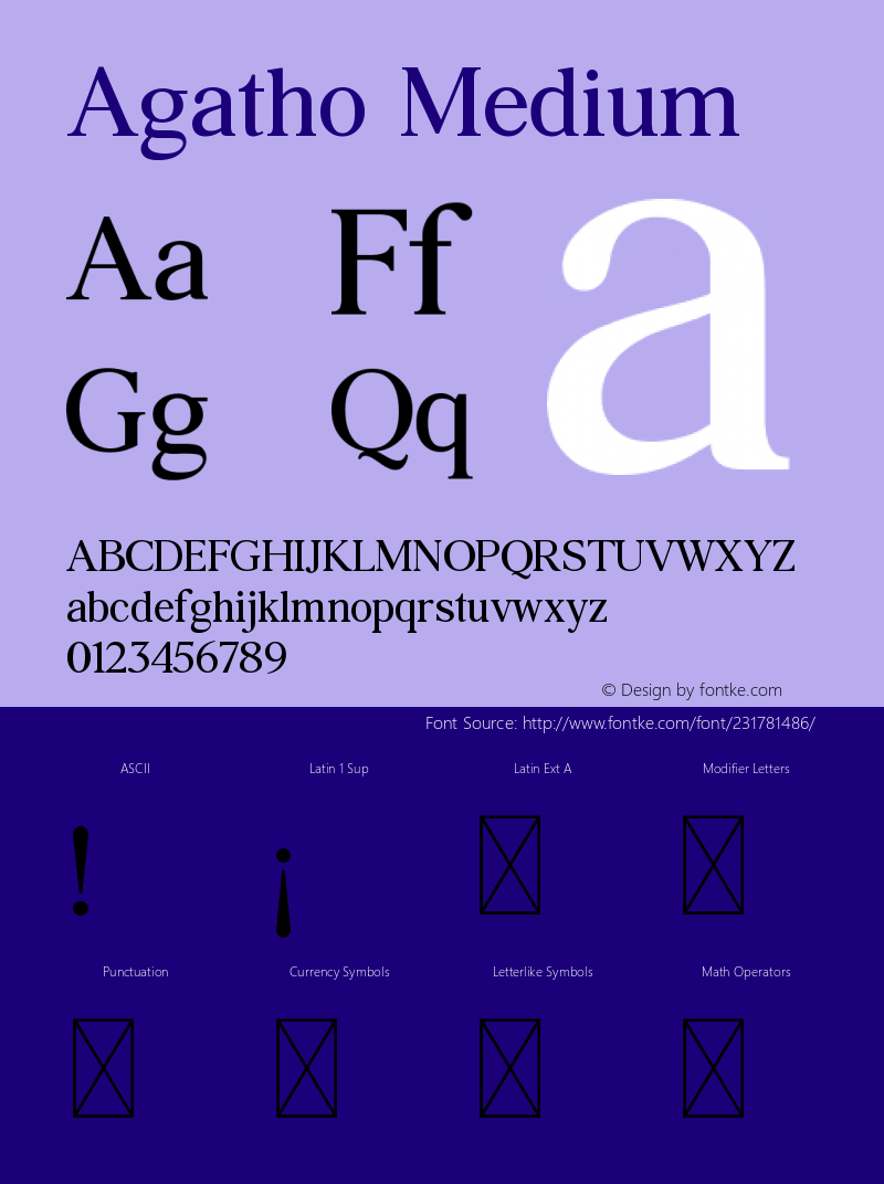 Agatho Medium Version 1.008;Fontself Maker 3.5.4图片样张