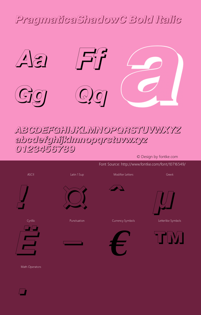 PragmaticaShadowC Bold Italic OTF 1.0;PS 001.000;Core 116;AOCW 1.0 161图片样张