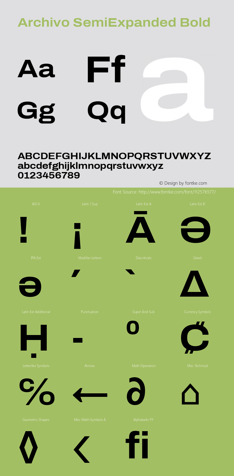 Archivo SemiExpanded Bold Version 2.001; ttfautohint (v1.8.3)图片样张