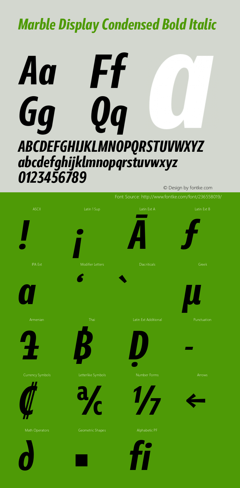 Marble Display Condensed Bold Italic Version 1.001图片样张