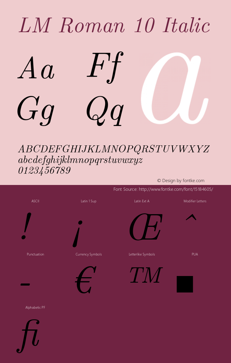 LM Roman 10 Italic Version 1.106;PS 1.106;hotconv 1.0.49;makeotf.lib2.0.14853图片样张