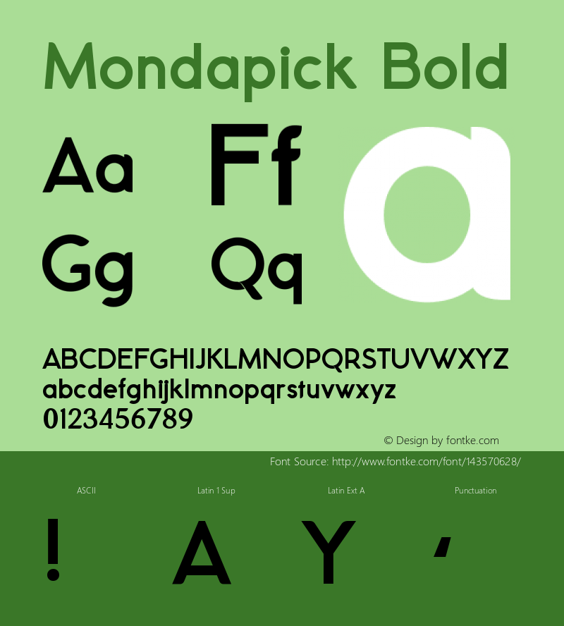 Mondapick Bold Version 1.005;Fontself Maker 3.5.4图片样张